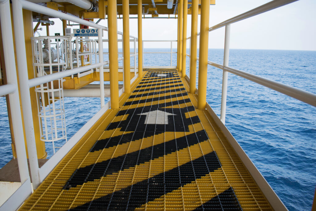 An elevated platform on an offshore rig